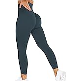 YEOREO Women Workout Leggings Seamless High Waisted Contour Yoga Pants… Dark Green
