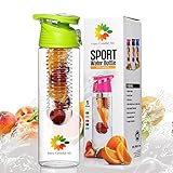 23 Oz Sport Water Bottle With Fruit Infuser And Carrying Handle,With Locking Flip Top Lid And Carrying Handle - BPA FREE - Made With Tritan Copolyester-- (Many Color Option)