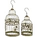 Metal Hanging Standing Bird Cage, Distressed Antique Green, Round (Large 7.5x18)