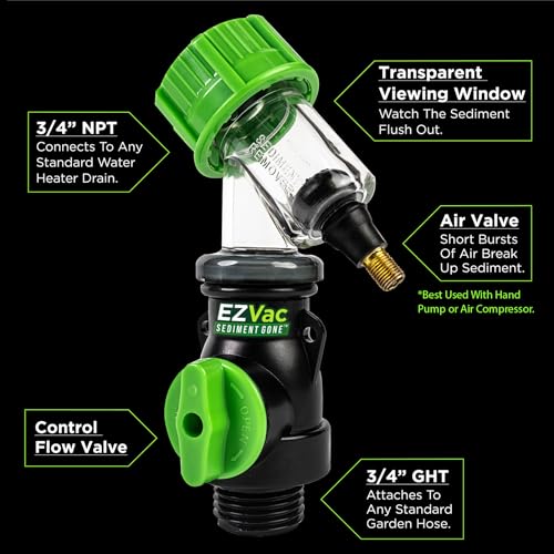 Sediment Gone™ Water Heater Sediment Removal Tool – Flushes, Cleans & Breaks Up Sediment Clogs in Electric or Gas Water Heaters – Easy DIY Water Heater Cleaning Tool