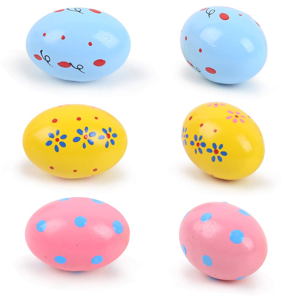 DomeStar Wooden Percussion, 6PCS Musical Egg Wooden Egg Shakers