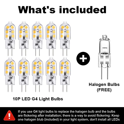 KINDEEP G4 LED Bulbs, 20W Halogen Bulb Replacement, 1.5 Watt G4 Bulbs