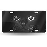 Black Cat Eyes Watching Front License Plate Aluminum Decorative License Plates Funny Metal Car Plate 6