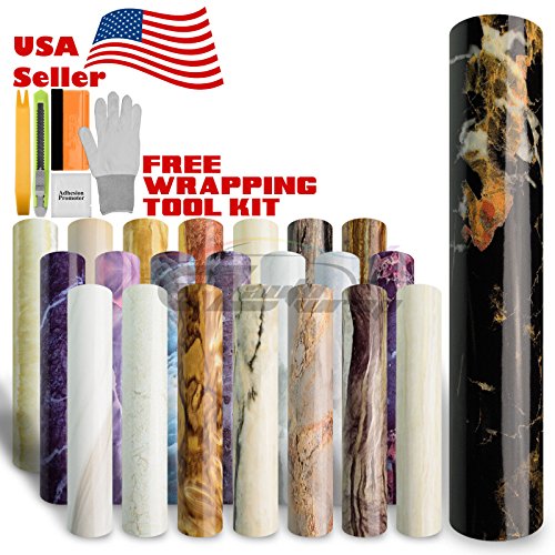 Free Tool Kit Faux Gloss Marble Granite Vinyl Furniture Kitchen Cabinets Counter Top Wrap Roll Home Decor Cover Decal Adhesive Film D14