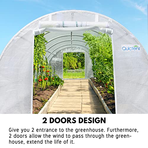 Quictent Upgraded 25’x10’x6.6’ Portable Greenhouse 2 Zipper Mesh Doors