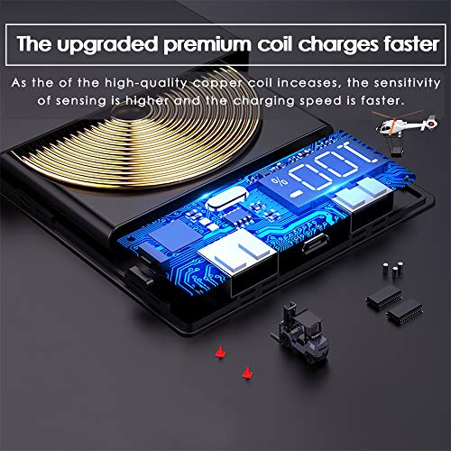 Yizer Powerbank 20000 mAh externe accu, draadloze powerbank met 2 uitgangen en LCD-digitaal display, draagbare oplader… - Afbeelding 6