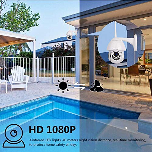 PTZ WiFi IP Camera 1080P HD H.265/H.264 Wireless Waterproof CCTV Security Dome Camera with 4mm F1.2 CS Lens 355Â° Pan/ 90Â° Tilt, IR-Cut Night Vision, Motion Detection, Two Way Audioï¼ŒMicro SD Card