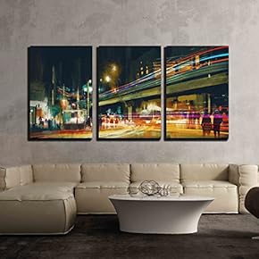 Digital Painting of City Street at Night with...