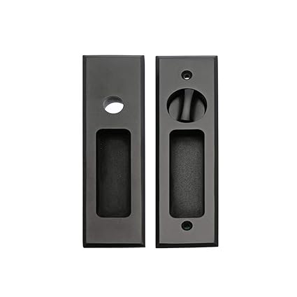 Kunse Matte Black Sliding Door Lock Flush Handle Finger Pull Set
