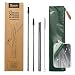 Sunlit All-in-One Eco-Friendly Reusable Straws with Carrying Case - 8.5"-10.5" Stainless Steel Smoothie Straws Long/Thick, Waterproof Pouch, Silicone Tips and Cleaning Brush- for 20-30oz Yeti Cup