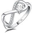 Jurikko Infinity Promise Rings for Her 925 Sterling Silver Love Heart Engagement Rings for Women Anniversary Jewelry Gift Size 5-12