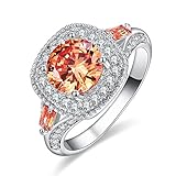 Psiroy 925 Sterling Silver Created Morganite Filled Halo Anniversary Ring for Women