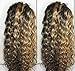 Yuan Water Wave Black Roots Ombre Blonde Synthetic Lace front Wig Two Tone Heat Resistant Fiber Hair for Black Women 24inch(1B/27#)