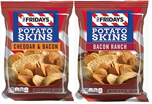 Amazon Com Tgi Fridays Potato Skins Snacks Sour Cream Onion Chili Cheese Jalapeno Cheddar Loaded Potato Cheddar Bacon And Bacon Ranch One 3 Oz Bag Of Each 6 Pack With
