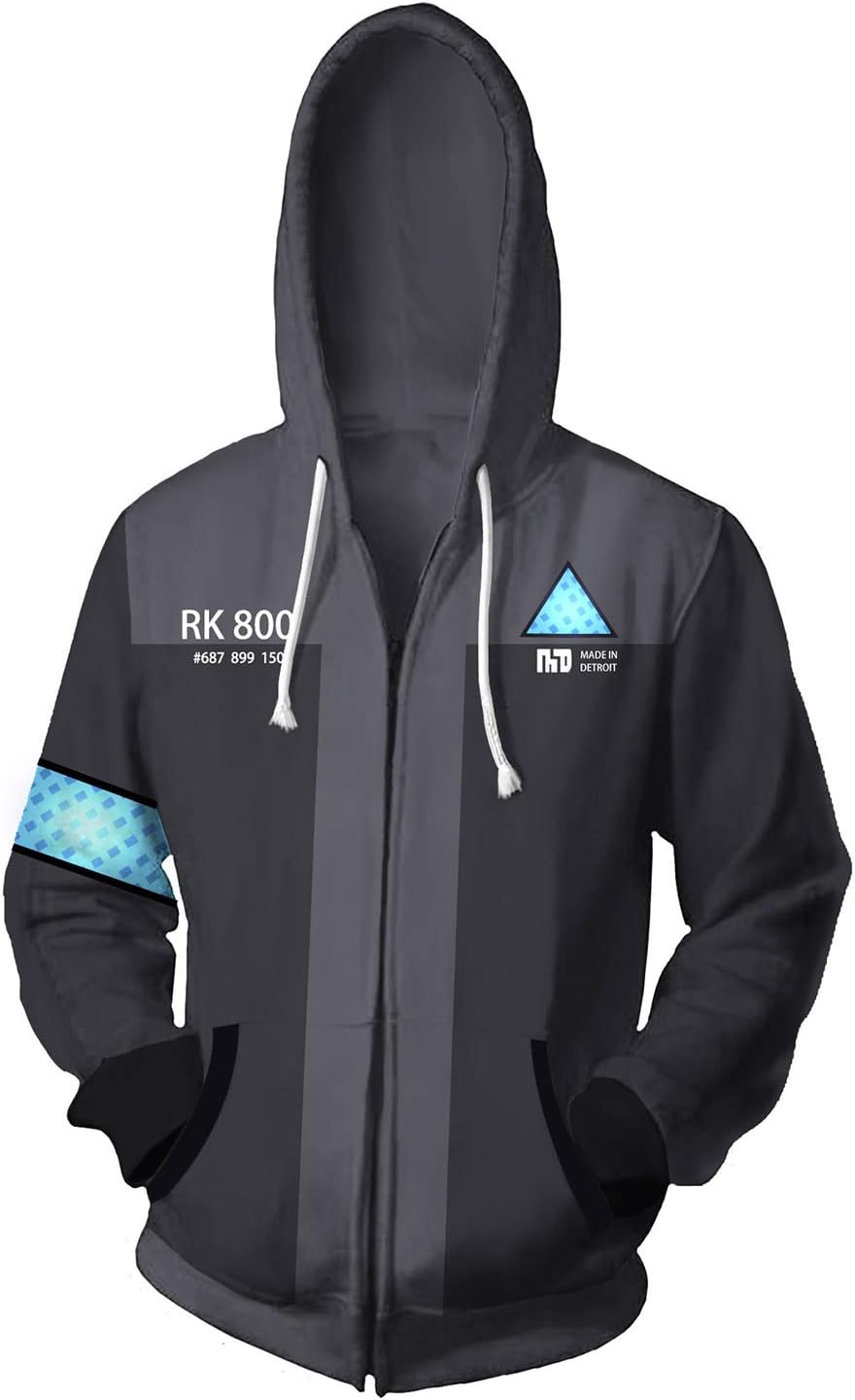 helymoreUnisex Zipper Hoodie Retro Zip Up Sweater Mens Hooded Sweatshirt Zipper Jacket Coat Top