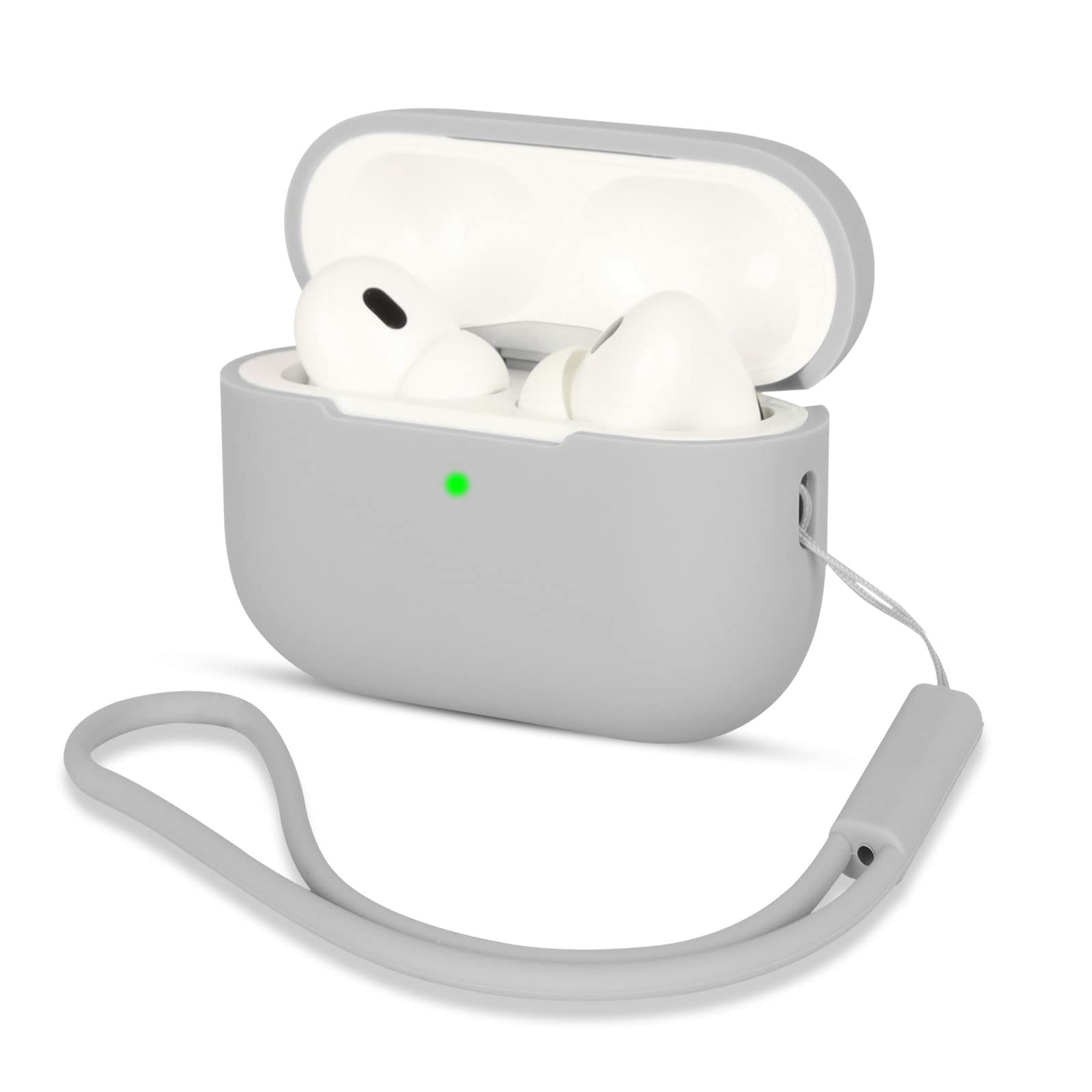 AOTUAO Compatible with AirPods Pro 2 Case Cover, Shock-Resistant Protective Silicone Case Cover for AirPods Pro 2nd Generation 2022 with Silicone Lanyard, Front LED Visible, Grey — image 1