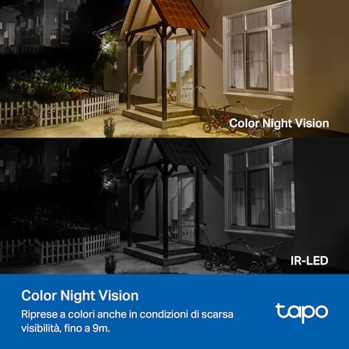 C410 KIT Telecamera WiFi Esterno ad Energia Solare, 2K 3MP, Batteria 6400mAh fino a 180 Giorni dopo una Singola Carica, Visione Notturna a Colori, Allarme Con Rilevamento del Movimento, IP65