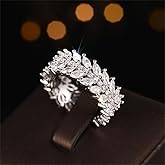 925 Sterling Silver Shiny Full Diamond Gemstone Ring 18K Gold Cocktail Ring Teardrop Cubic Zirconia Promise Ring CZ Diamond Multi Row Rings Eternity Engagement Wedding Party Ring for Women A.57 (10)