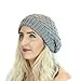 Women's Chunky Knitted Winter Beret, Double Layer Slouchy Basket Weave Hat