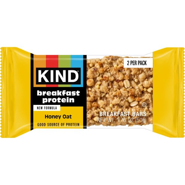KIND BREAKFAST PROTEIN BARS, HONEY OAT, GLUTEN FREE, LOW SODIUM, HEALTHY SNACKS, 8G PROTEIN, 6 COUNT (6 PACKS OF 2 BARS)