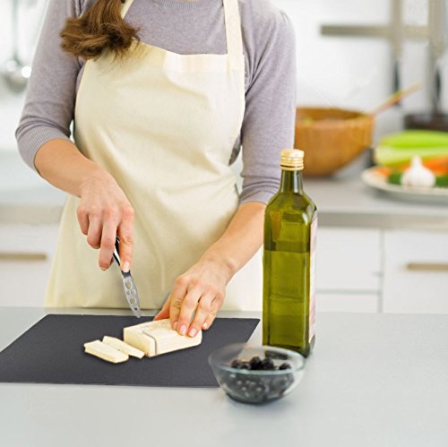 Slate Cheese Board and Knife Set - for cheese, meat, and appetizer dishes. 12 x 15 inches. Comes with 4 piece serving set.