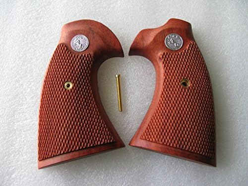 Colt D frame short butt grips for DETECTIVE, POLICE POSITIVE, DIAMOND BACK, COBRA, AGENT, Raised panel checker hardwood, Ship from Thailand