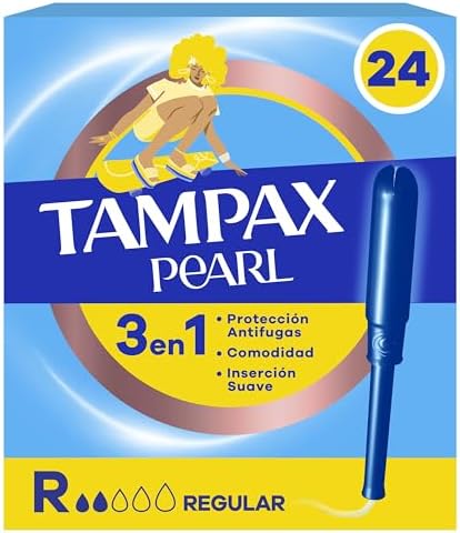 Tampax pearl tampões regulares com aplicador, adapta -se à forma do seu corpo, evite perdas, 24 unidades