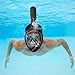 [Upgraded] Snorkel Mask Set, Full Face Easybreath Anti-Leak Diving Gear with 180° Panoramic Sea View with Anti-Fog Ventilation and Action Camera Mount by Smarssen (Black, Large)