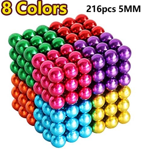 RITONS Upgraded 5MM 216 Pieces Magnets Sculpture Building Blocks Toys for Intelligence Learning -Office Toy & Stress Relief for Adults (8 Colors)