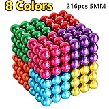 RITONS Upgraded 5MM 216 Pieces Magnets Sculpture Building Blocks Toys for Intelligence Learning -Office Toy & Stress Relief for Adults (8 Colors)