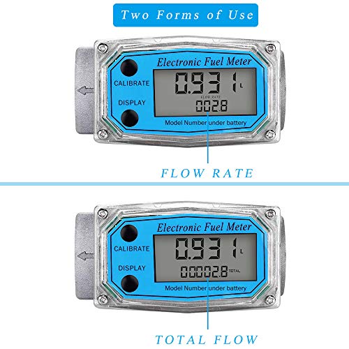 Digital Turbine Flow Meter,1â€³ Digital LCD Display with NPT Counter Gas Oil Fuel Flowmeter,Pump Flow Meter,Diesel Fuel Flow Meter for Measure Diesel, Kerosene, Gasoline