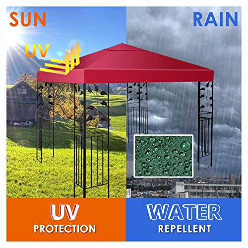 Canopy & Gazebo, 10' x 10' 1-Tier or 2-Tier 3 Colors Patio Canopy Top Replacement Cover, 2 Tier Green - Thumbnail 6