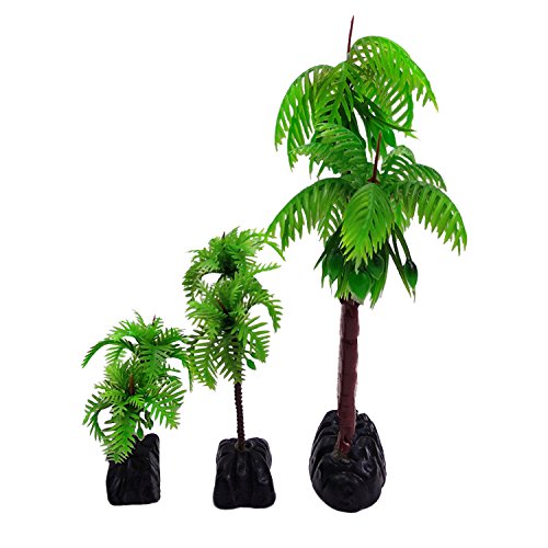 M2cbridge 9pcs Plastic Coconut Tree Aquarium Plants Ornament Mini Resin Artificial Palm Tree - Thumbnail 5