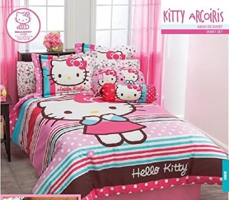 Hello Kitty Arcoiris 50% Cotton 50% Polyester Duvet Set 8Pc QUEEN Size and Sheet Set