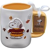Rae Dunn peanuts sweater weather fall ceramic coffee mug. Double sided mug