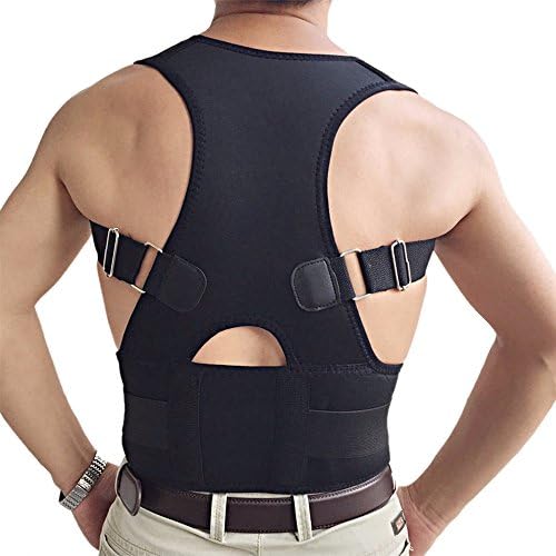 Back & Lumbar Support Brace by NONPAREIL - Improve Posture & Relieve Lower Thoracic, Neck & Spine Pain & Pressure - Large (Waist 33-36), Black