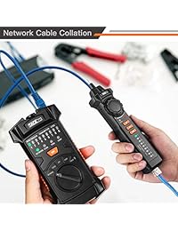 Rastreador de cables, RJ11 RJ45, probador de cable multifuncional con sonda NCV para collación de cables de red Ethernet LAN, comprobador de cable de teléfono y comprobación de continuidad, foco LED y auriculares Tacklife CT03