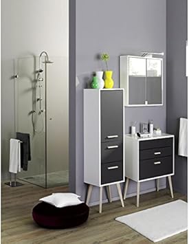 Badezimmer Badmobel Set Lecce 03 3 Teilig 60cm Waschtisch Anthrazit Matt Weiss Weiss Buche Massiv 60cm Waschtisch Badezimmermobel Badmobel Amazon De Kuche Haushalt