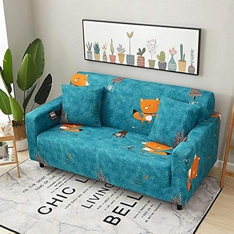 1e Way Stretch Sofa Covers 1 Seater Cute Fox Print Spandex Fabric