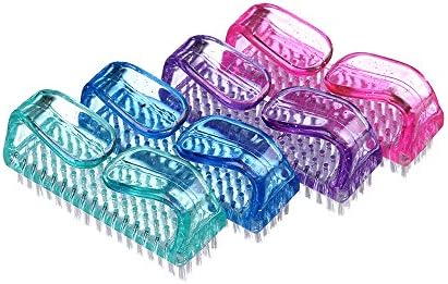 Nail Art Tools, Dust Clean Brush, Manicure Pedicure Tool, Handle Scrubbing Brush, Pack of 4 Mixed Colors