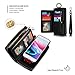 JAZ iPhone 7 Plus Wallet Case Zipper Purse Detachable Magnetic14 Card Slots Card Slots Money Pocket Clutch Leather Wallet Case for iPhone 8 Plus / 7 Plus Black
