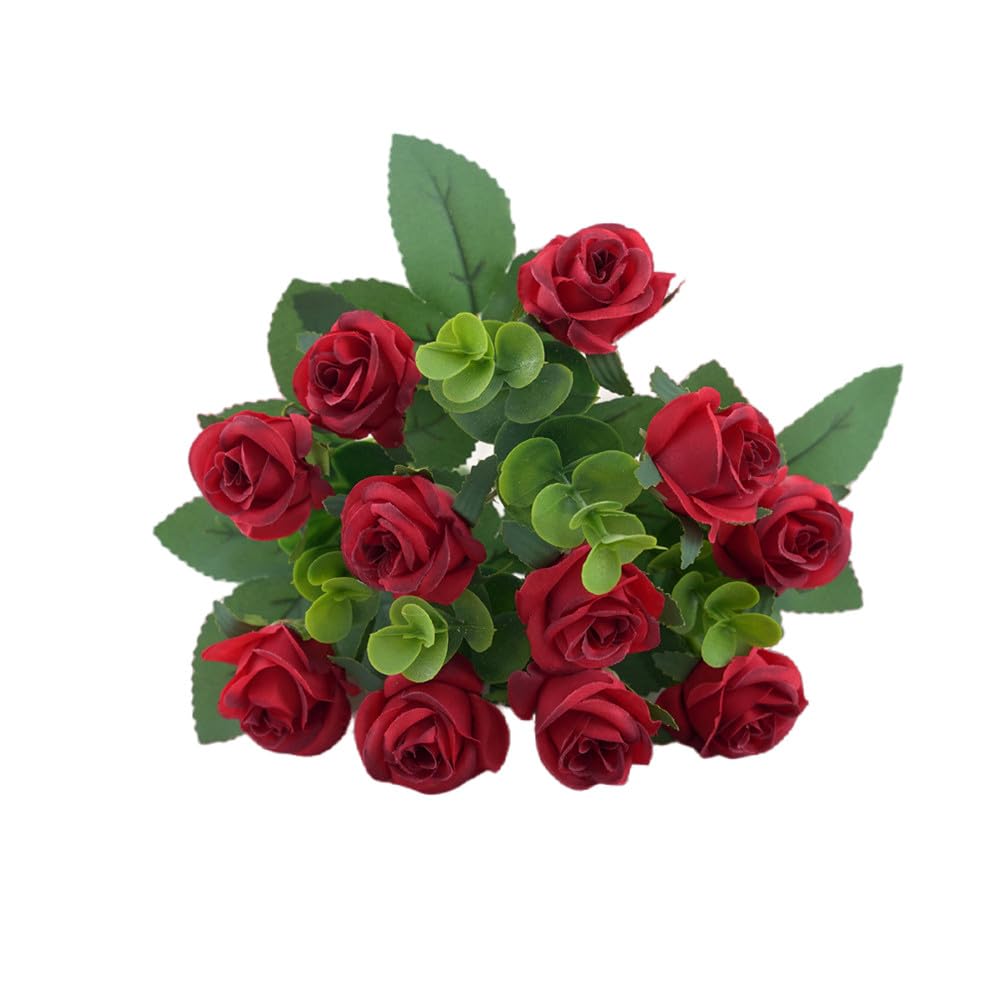 Artificial Flowers Fake Silk Rose for Decoration,20 Heads Small Roses Flower Bouquet with Stem of Flowers,Plastic Flowers for DIY Vase Home Wedding Centerpieces (2Pcs, Champagne)