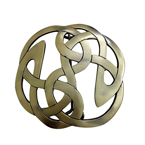 Celtic Knot Lindisfarn Kilt Fly Plaid Brooch Scottish Fly Plaid Pin Brooch Ladies 3.5" (Antique Finish)