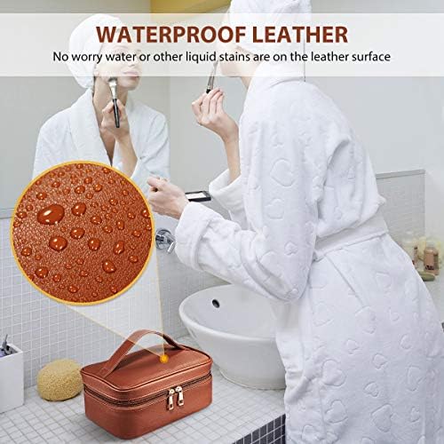 Makeup Bags ,Cosmetic Bag 3 Packs Travel Makeup Bag for Women Portable Makeup Bag Organizer Waterproof and Durable Makeup Bag for Purse with Gold Zipper PU Lather Brown 3 Makeup Bags ,Cosmetic Bag 3 Packs Travel Makeup Bag for Women Portable Makeup Bag Organizer Waterproof and Durable Makeup Bag for Purse with Gold Zipper PU Lather Brown