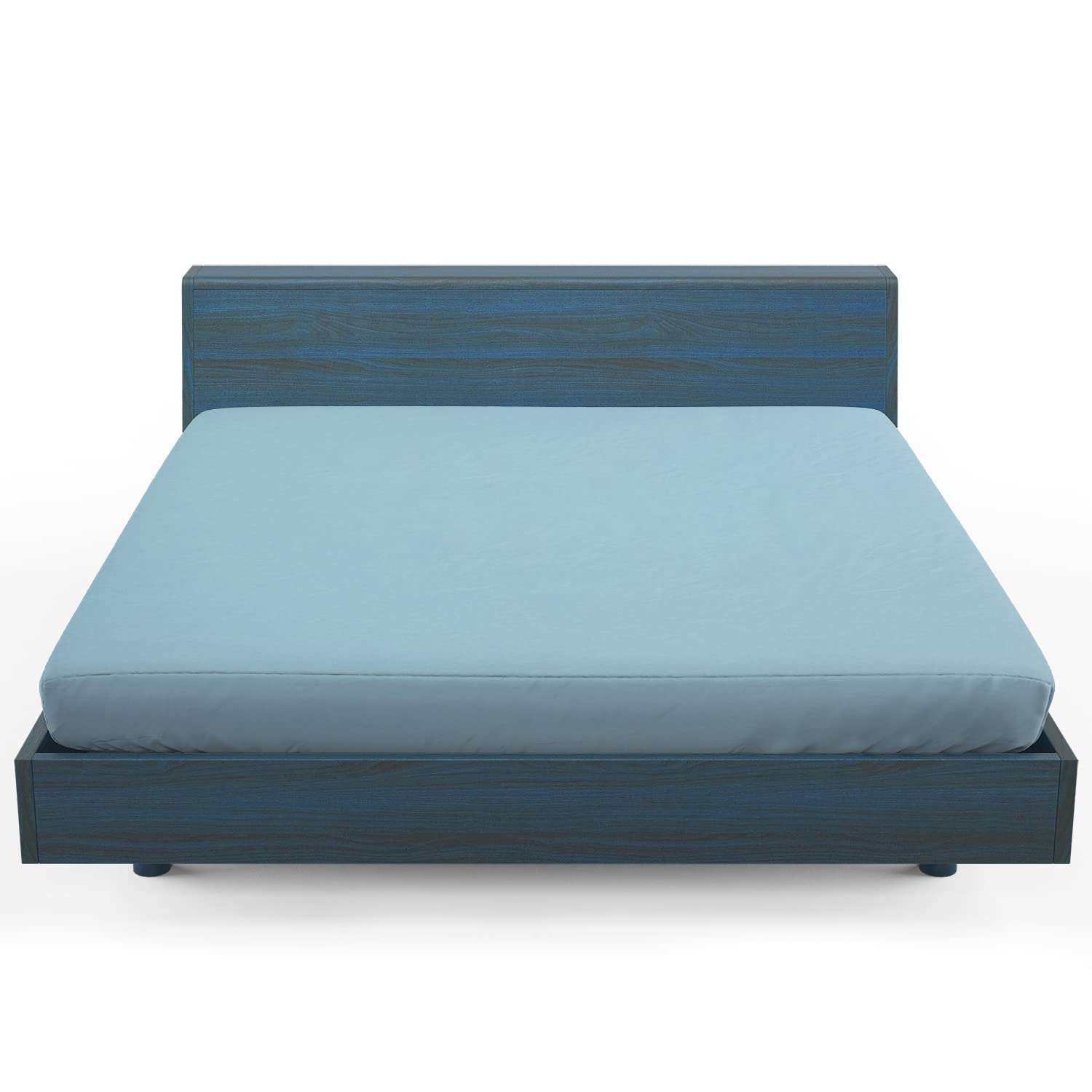 HOME STILL Fitted Bed Sheet Super King, 180x200x30 cm, Blue, Super Soft Polycotton, Stretch Micro Knitted Fabric, Breathable, Wrinkle Resistant, Elasticated Deep Pocket, Easy to Tidy Up