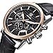 BENYAR Chronograph Waterproof Watches Business and Sport Design Black Leather Band Strap Wrist Watch for Men (Brown Silver Black)