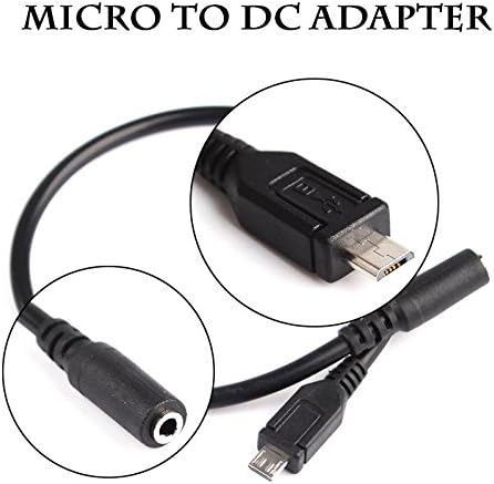 CALISTOUK Micro to DC Adapter Indide Diameter 1.35mm USB 5 Pin Male Barrel Jack Power Cable 30CM Micro