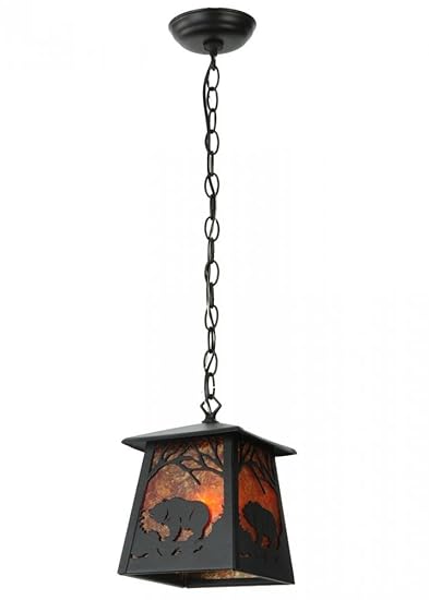 Meyda Tiffany 142022 7 5 Sq In Grizzly Bear At Dawn Pendant
