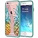 True Color Case Compatible with iPhone 6/6s Case, Translucent Tropical Watercolor Pineapples Printed on Clear Hybrid Cover Hard + Soft Slim Thin Durable Protective Shockproof TPU Bumper Cover - Teal