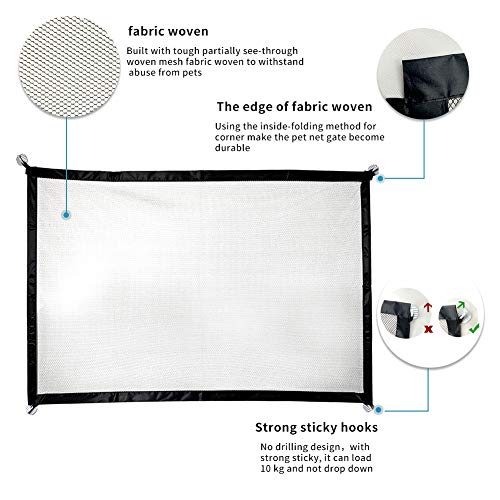 ORVINNER Portable Mesh Pet Gate Folding Magic Dog Gate Baby Safety Gate | Dog Fence for Doorways Indoor Stairs